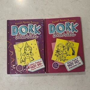 Bundle of 2 Dork Diaries by Rachel Renee Russell hardcover books.